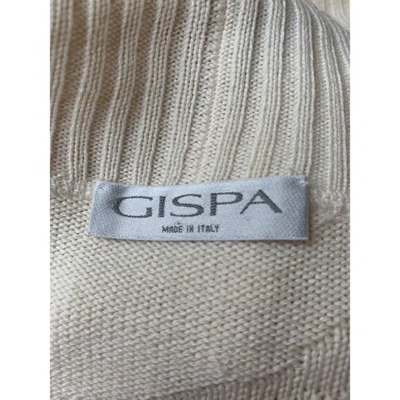 Gispa Wool Cardigan Textured XL Oversized Shawl Collar Beige Italy RAA10425 - Picture 4 of 6